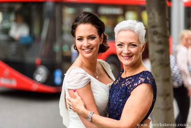 mother of bride short bridal hair up low bun london Pam Wrigley smoky makeup bridal makeup artist London