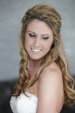 beautiful wedding natural makeup by Pam wrigley bridal hairstyle hair style half up braids