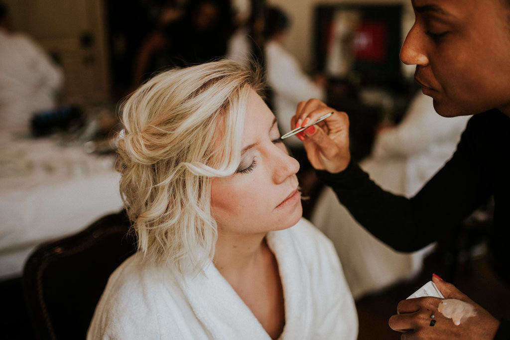 summer autumn wedding false lashes makeup and hair by bridal hairstylist wedding makeup artist Akua London kensington hotel smokey make-up