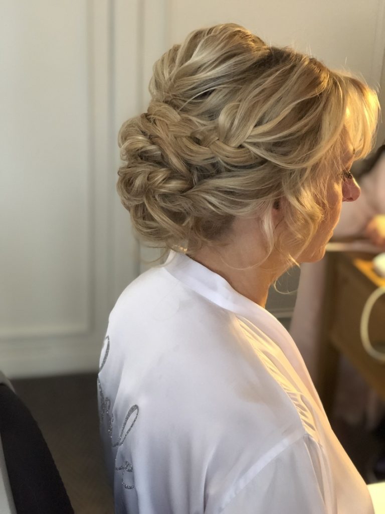 low bun soft curls mature bride wedding bridal hair
