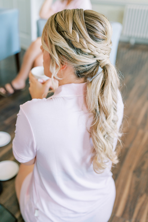 ponytail with braids wedding hairstyle by Akua Amankona Bridal hair stylist and makeup artist