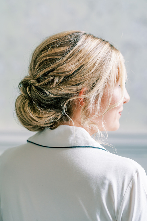 low bun wedding hairstyle by Pam Wrigley Bridal