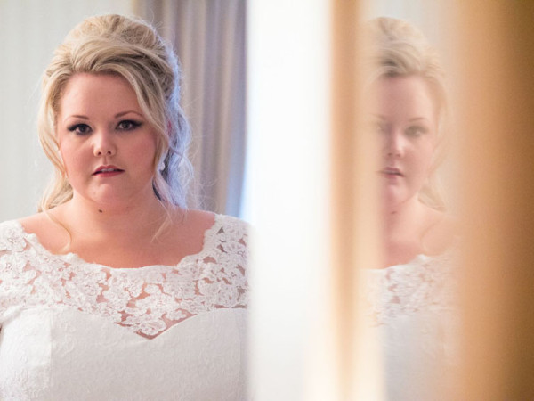Wedding smokey makeup and bridal hair in a half up hairstyle for a bride. By Pam Wrigley wedding makeup artist and bridal hair stylist, London.