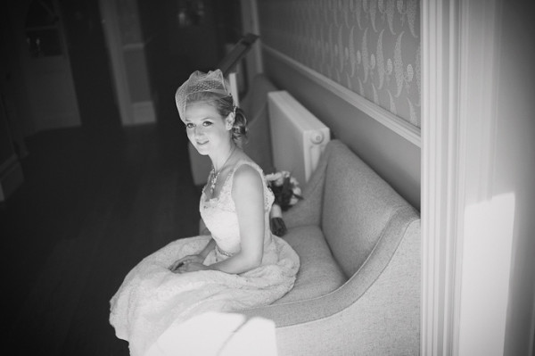 Wedding natural makeup and bridal hair in a low bun vintage hairstyle for a bride. By Pam Wrigley wedding makeup artist and bridal hair stylist, London.
