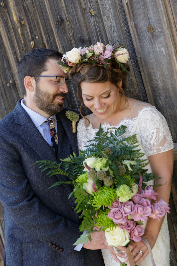 beautiful wedding natural makeup by Pam Wrigley bridal hairstyle hair style braid bun flower crown