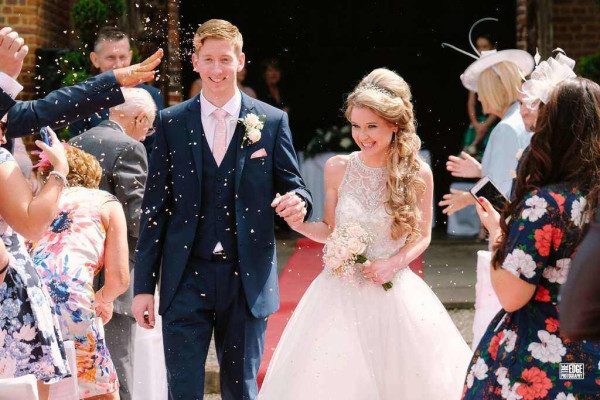 summer wedding portrait makeup and hair by pam Wrigley bridal hairstylist wedding makeup artist London natural leez priory essex make-up hair up confetti