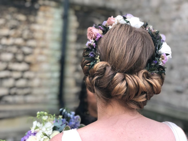 braids flowers London Pam Wrigley vintage hairstyle wedding bride