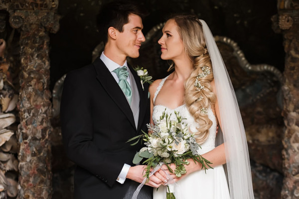 wedding braided hairstyle and smoky bridal makeup by Pam Wrigley London Surrey