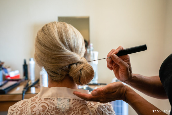 ow bun wedding bridal hair natural makeup Farnham castle