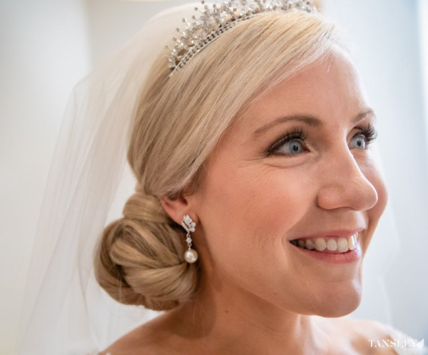 low bun bride wedding bridal hair natural makeup Farnham castle
