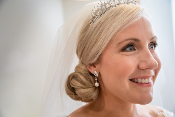 ow bun wedding bridal hair natural makeup Farnham castle