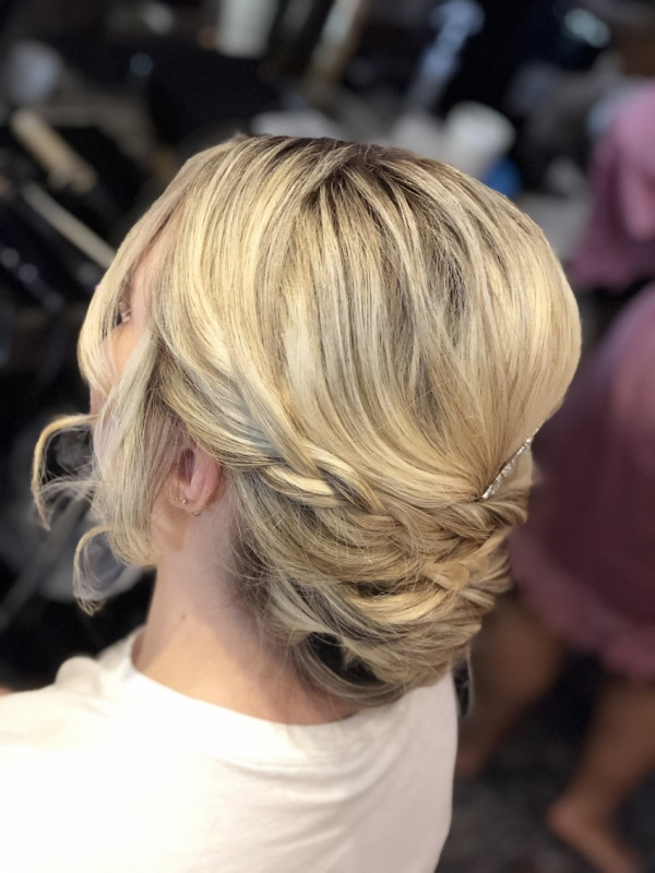 soft messy bridal.wedding braided twisted bun hairstyle pam wrigley
