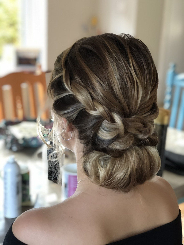 soft messy bridal.wedding braided twisted bun hairstyle pam wrigley