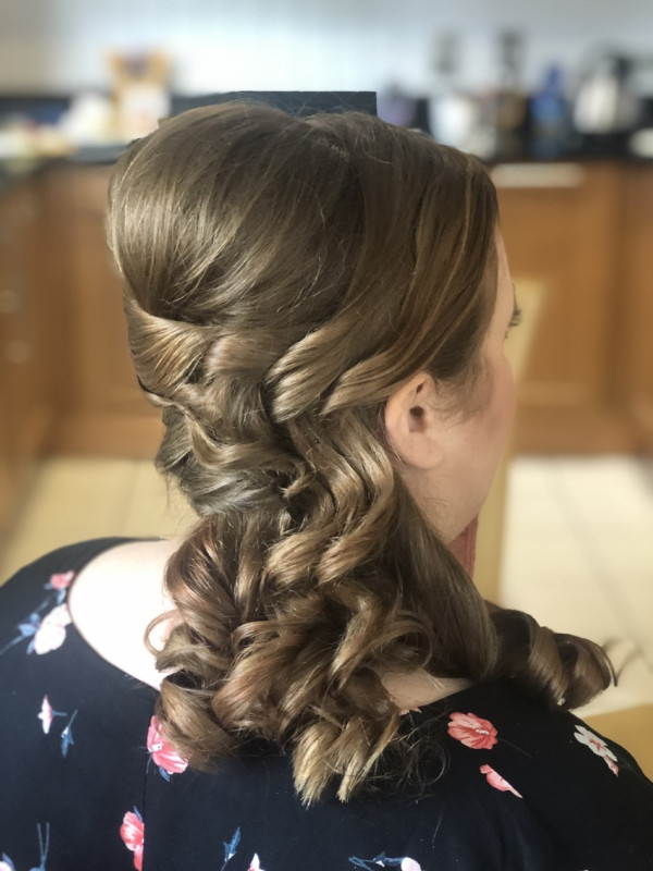 soft messy updo bridal.wedding half up style pam wrigley