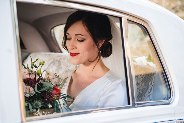 wedding hairstyle ideas and natural vintage bridal make-up low bun hairstyle Pam Wrigley Sussex