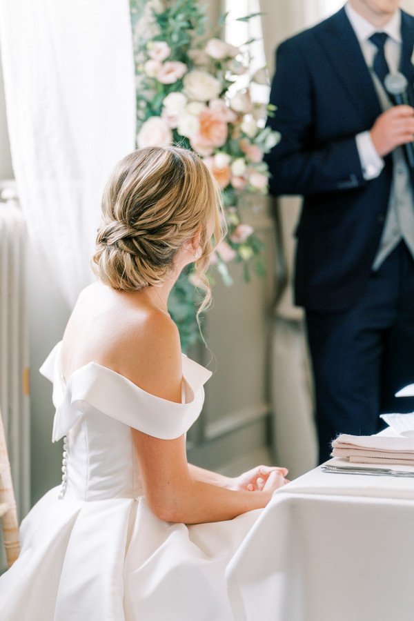 low bun wedding hairstyle Pam Wrigley Bridal