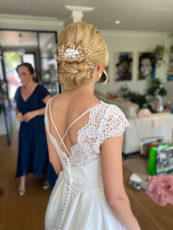 wedding and bridal hairstyles low relaxed bun by Pam Wrigley