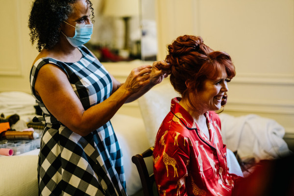 savoy wedding makeup and high bun bridal hairstyle by Pam Wrigley