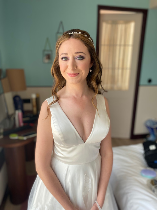 wedding makeup and bridal hairstyles half up hair style by Pam Wrigley