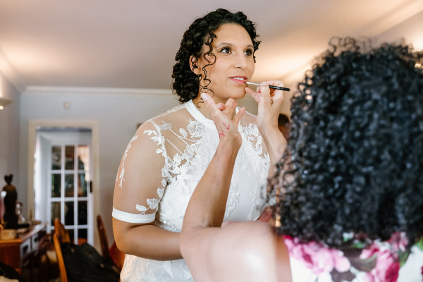 bridal hair and wedding makeup working with natural curls By Pam Wrigley