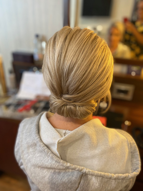 wedding and bridal hairstyles low bun for short hair by Pam Wrigley