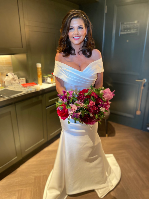 vintage glamour wedding makeup and soft low bun bridal hairstyle by Pam Wrigley hair extensions