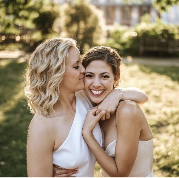 2 brides same sex couple wedding makeup and hair by Pam Wrigley
