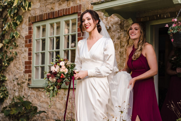 vintage wedding makeup and soft low bun bridal hairstyle by Pam Wrigley